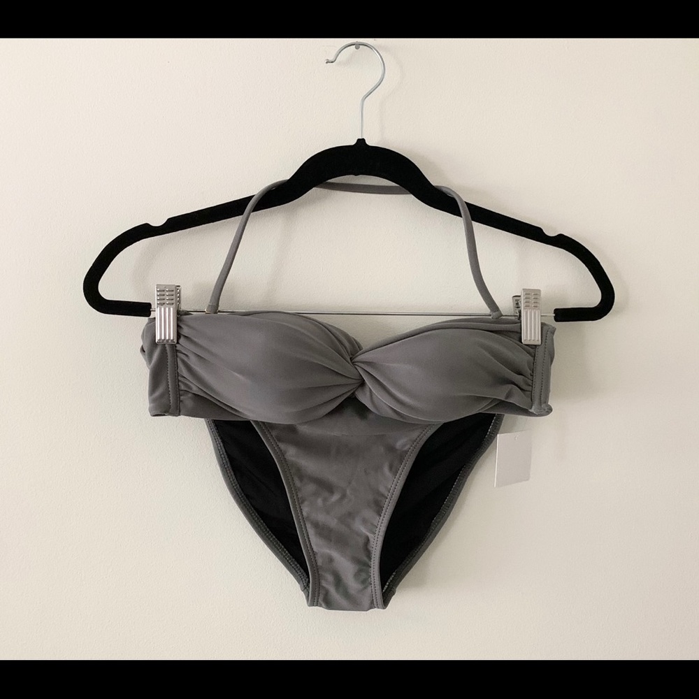 Vix Grey Bandeau Strapless Bikini Small